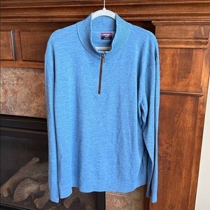 UNTUCKit blue extra fine merino wool 1/4 zip sweater Belguardo style size XXL